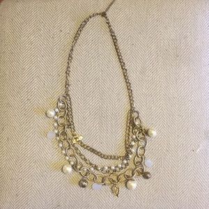 JCrew Layered gold and pearl necklace